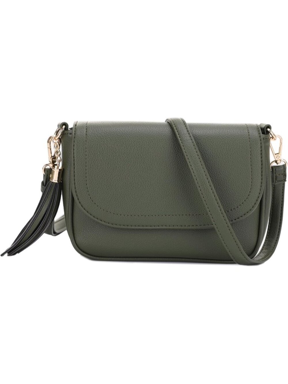 〽️Women's Dark Green Tassel Vegan Leather Trendy Flap Crossbody Shoulder Bag